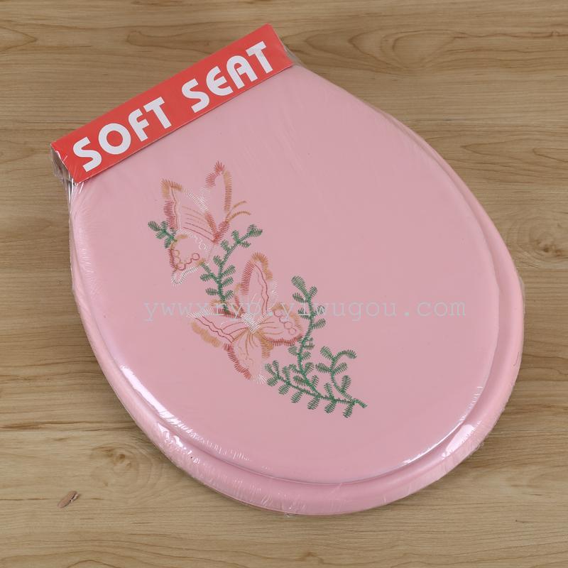 Toilet seat toilet lid PVC sponge soft toilet seat cushion embroidery mat