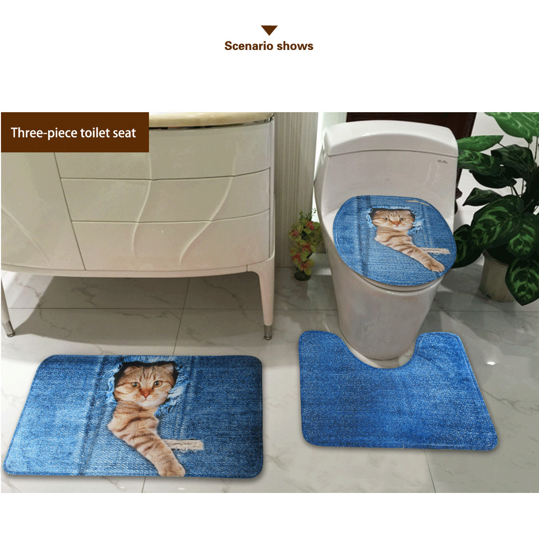 Halloween Pumpkin Head Toilet Mat Three-Piece Set Slide Spider Web Toilet Seat Cushion Cross-Border Halloween Pumpkin Head Toilet Mat Three-Piece Set Slide Spider Web Toilet Seat Cushion Cross-Border