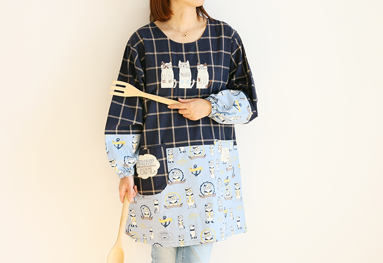 Daily Order Cartoon Kitchen Work Sleeved Apron Long Sleeve Cotton Korean Style Cute Overclothes Bib Long Sleeve Apron