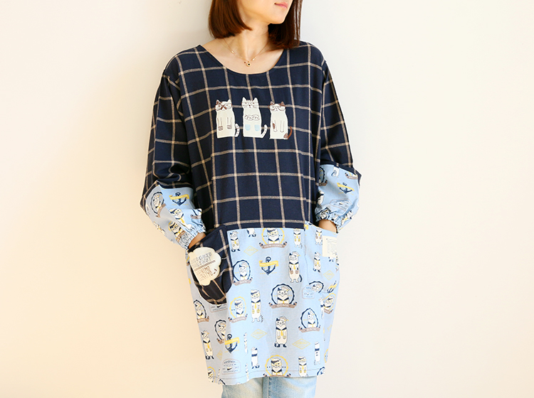 Daily Order Cartoon Kitchen Work Sleeved Apron Long Sleeve Cotton Korean Style Cute Overclothes Bib Long Sleeve Apron