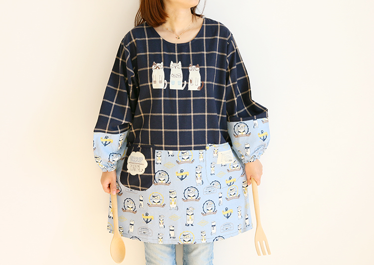 Daily Order Cartoon Kitchen Work Sleeved Apron Long Sleeve Cotton Korean Style Cute Overclothes Bib Long Sleeve Apron