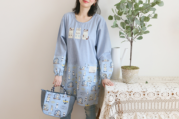 Daily Order Cartoon Kitchen Work Sleeved Apron Long Sleeve Cotton Korean Style Cute Overclothes Bib Long Sleeve Apron