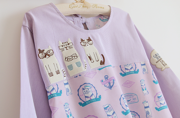 Daily Order Cartoon Kitchen Work Sleeved Apron Long Sleeve Cotton Korean Style Cute Overclothes Bib Long Sleeve Apron