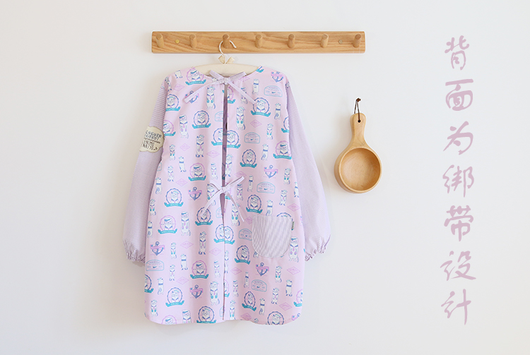 Daily Order Cartoon Kitchen Work Sleeved Apron Long Sleeve Cotton Korean Style Cute Overclothes Bib Long Sleeve Apron
