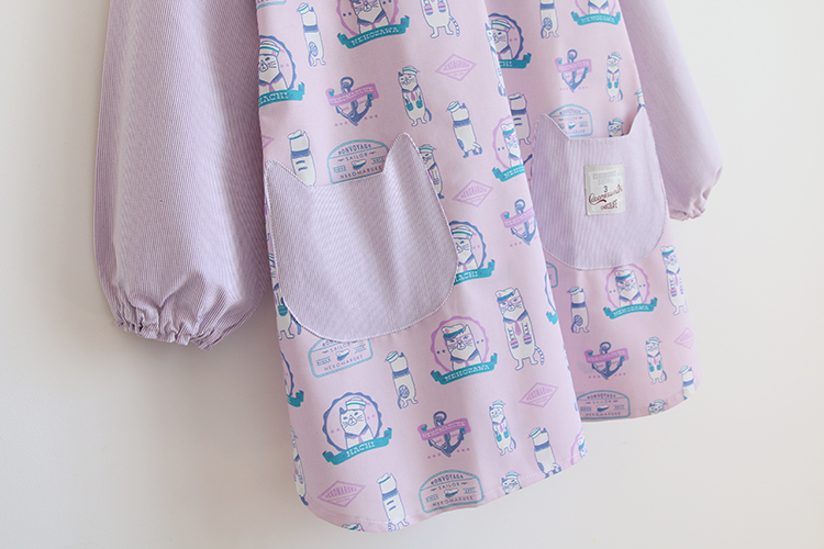 Daily Order Cartoon Kitchen Work Sleeved Apron Long Sleeve Cotton Korean Style Cute Overclothes Bib Long Sleeve Apron