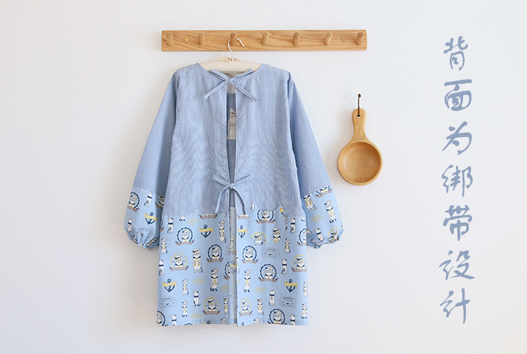 Daily Order Cartoon Kitchen Work Sleeved Apron Long Sleeve Cotton Korean Style Cute Overclothes Bib Long Sleeve Apron