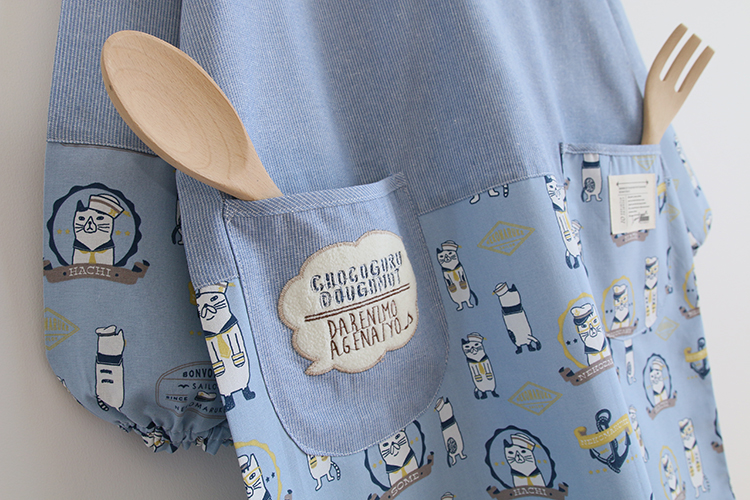 Daily Order Cartoon Kitchen Work Sleeved Apron Long Sleeve Cotton Korean Style Cute Overclothes Bib Long Sleeve Apron