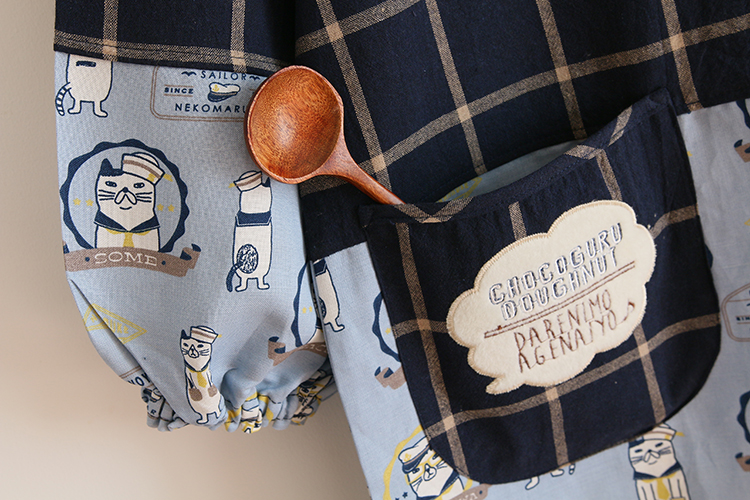 Daily Order Cartoon Kitchen Work Sleeved Apron Long Sleeve Cotton Korean Style Cute Overclothes Bib Long Sleeve Apron
