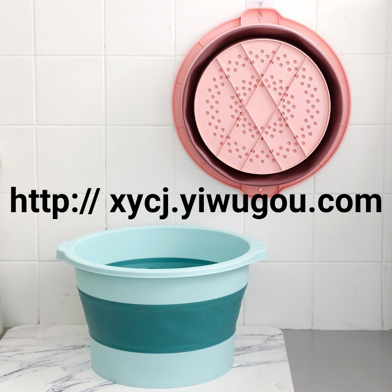 Folding Foot Bath Barrel Household Folding Foot Bath Tub Portable Massage Feet-Washing Basin Plastic Foot Barrel Deep Barrel