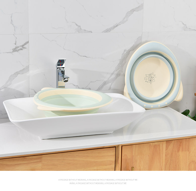 Children's Cute Cartoon Rocket Pattern Folding Basin Home Travel Easy to Carry and Not Easy to Deform Plastic Wash-Basin Children's Cute Cartoon Rocket Pattern Folding Basin Home Travel Easy to Carry and Not Easy to Deform Plastic Wash-Basin