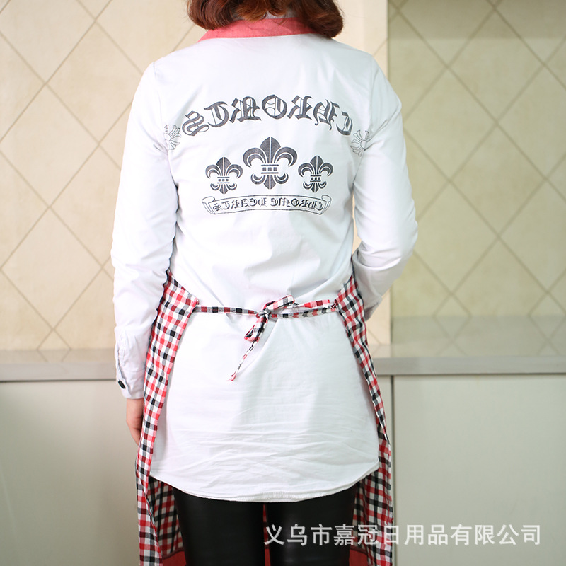 Ms. Han's lady without sleeve plaid print modern princess's apron lady's non-woven household apron custom logo.