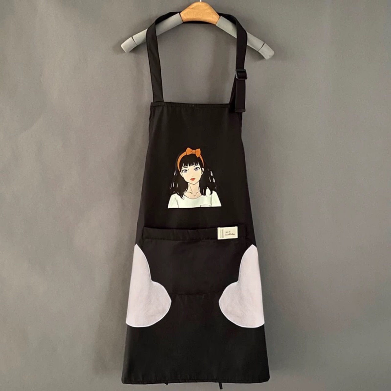 Can wipe hand apron female waterproof oil proof household kitchen lovely Japanese cooking apron work custom LOGO?