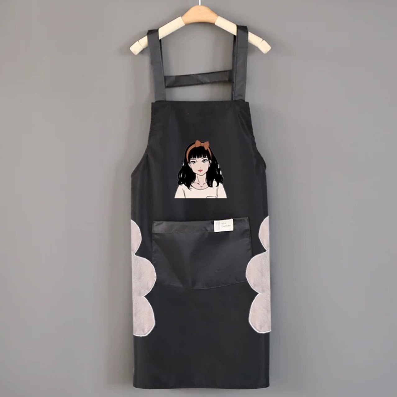 Can wipe hand apron female waterproof oil proof household kitchen lovely Japanese cooking apron work custom LOGO?