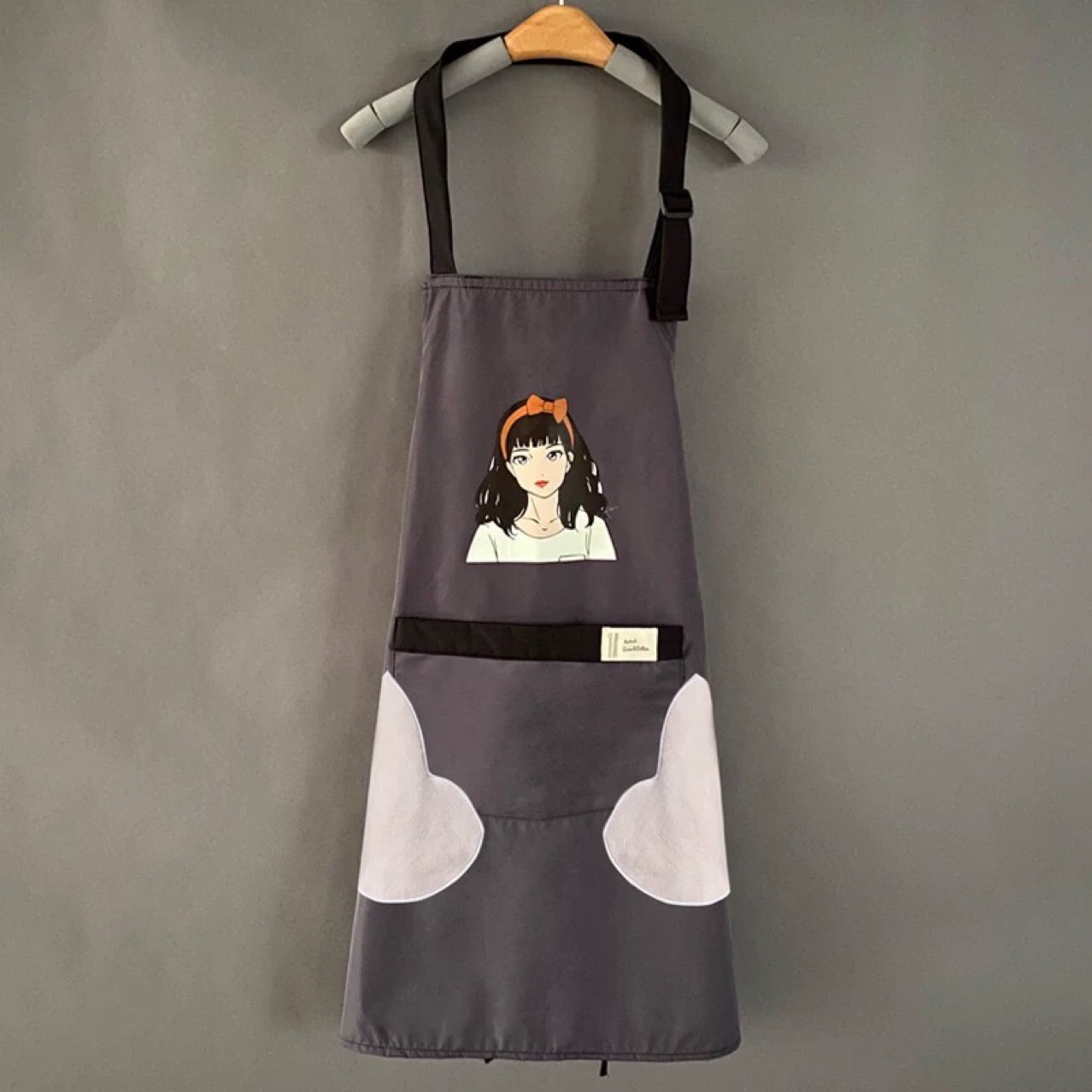 Can wipe hand apron female waterproof oil proof household kitchen lovely Japanese cooking apron work custom LOGO?
