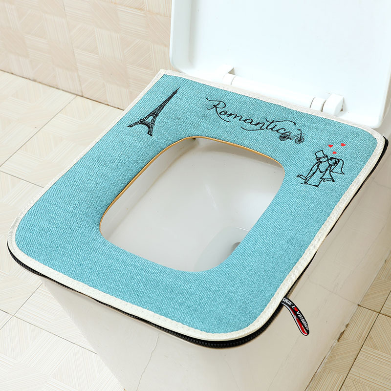 Square Toilet Mat Toilet Seat Square Toilet Cushion Zipper Waterproof Universal Velcro Fastener Rectangular Toilet Seat Cover Summer