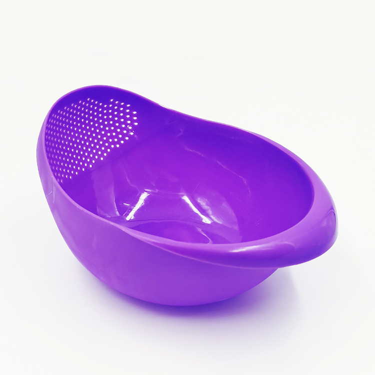 Kitchen Rice Washing Machine Solid Color Drain Rice Washing Filter Dense Hole Plastic Rice Rinsing Basin Washing Vegetable Basket Fruit and Vegetable Basket Household Supplies