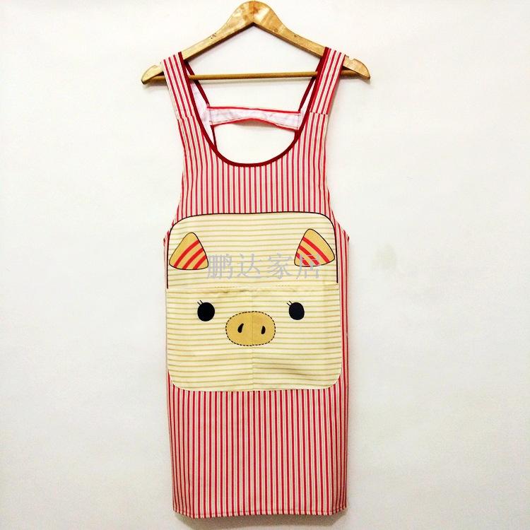 Cute little kitchen antifouling overalls straight adult cartoon fashion household cleaning corset straps apron