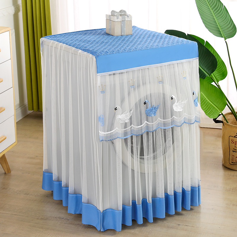 Drum Washing Machine Cover Dust Cover Lace Fabric Always-on Automatic Washing Machine Cover Cloth Dustproof and Sun Protection