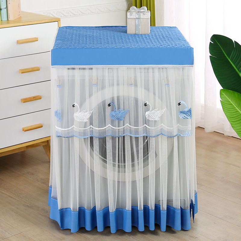Drum Washing Machine Cover Dust Cover Lace Fabric Always-on Automatic Washing Machine Cover Cloth Dustproof and Sun Protection