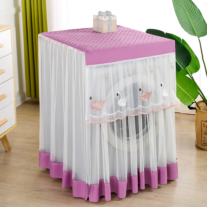 Drum Washing Machine Cover Dust Cover Lace Fabric Always-on Automatic Washing Machine Cover Cloth Dustproof and Sun Protection Drum Washing Machine Cover Dust Cover Lace Fabric Always-on Automatic Washing Machine Cover Cloth Dustproof and Sun Protection