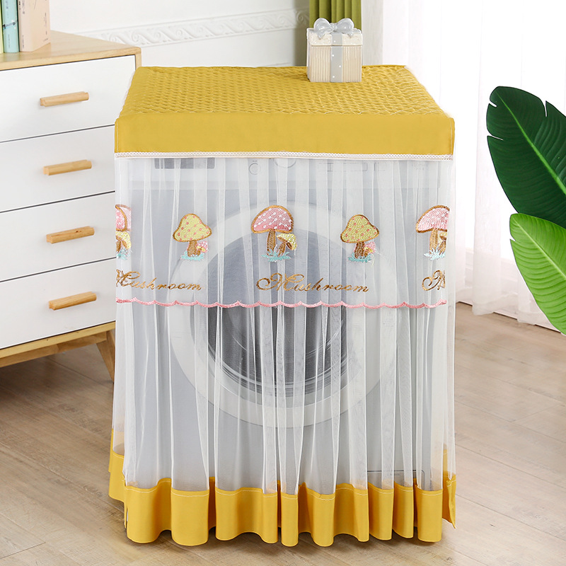 Drum Washing Machine Cover Dust Cover Lace Fabric Always-on Automatic Washing Machine Cover Cloth Dustproof and Sun Protection Drum Washing Machine Cover Dust Cover Lace Fabric Always-on Automatic Washing Machine Cover Cloth Dustproof and Sun Protection