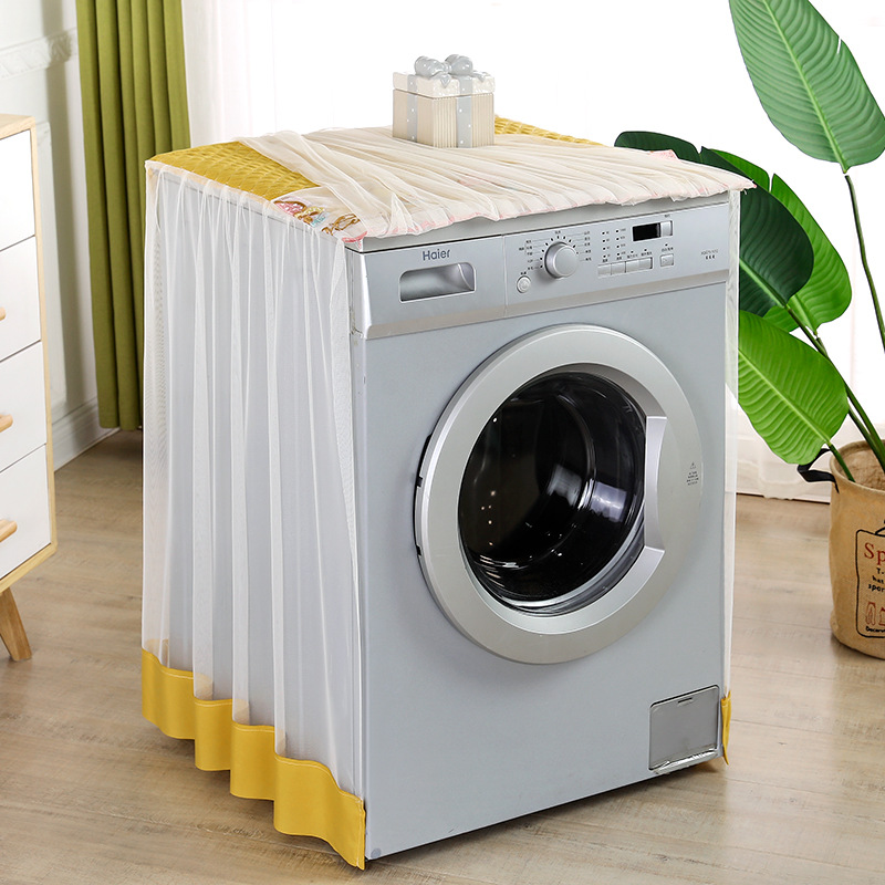 Drum Washing Machine Cover Dust Cover Lace Fabric Always-on Automatic Washing Machine Cover Cloth Dustproof and Sun Protection Drum Washing Machine Cover Dust Cover Lace Fabric Always-on Automatic Washing Machine Cover Cloth Dustproof and Sun Protection