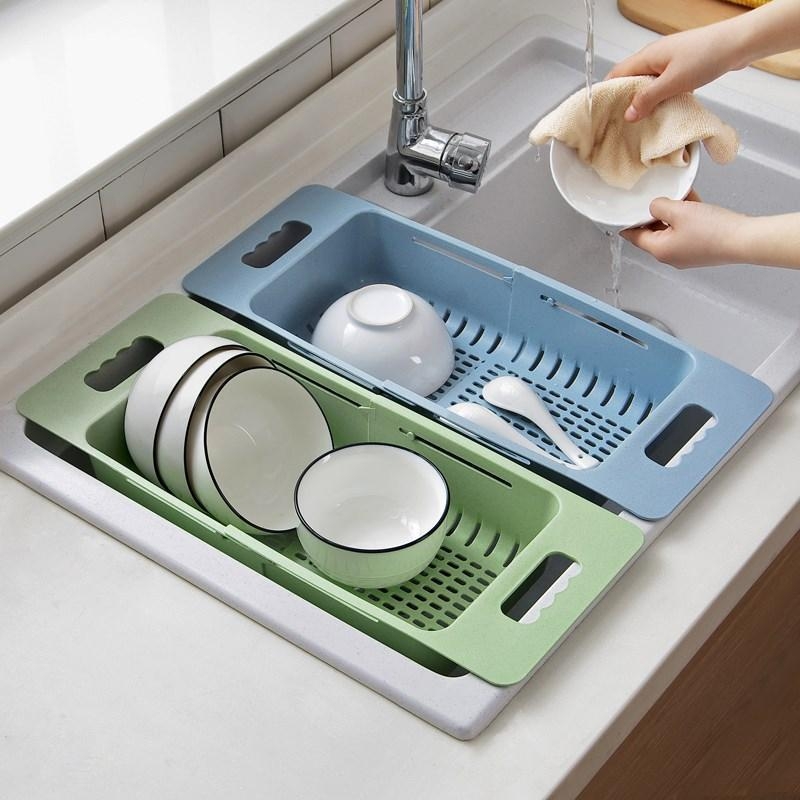 Expandable wash basin wash basin wash basin drain basket plastic fruit storage basket kitchen sink sink sink sink sink shelf
