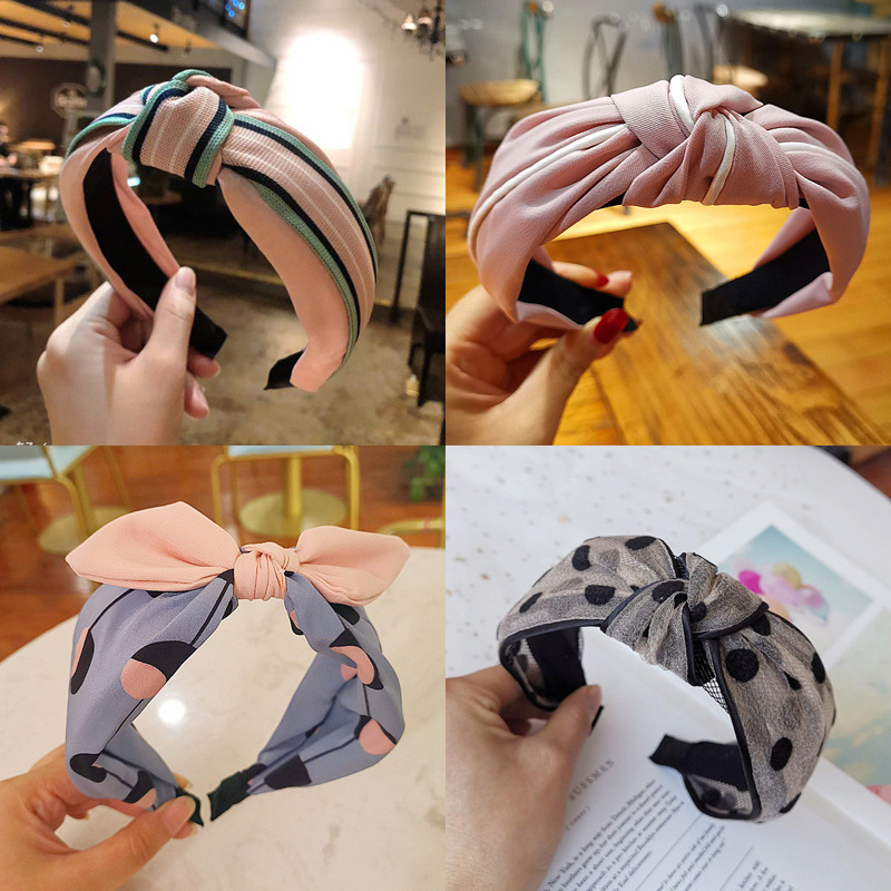 Korean Style New Headband Wide Side Simplicity Cloth Headband Korean Knotted Hairpin for Hair Washing Bow Hair Accessories