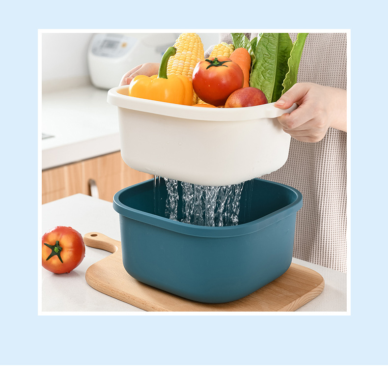 Double-Layer Hollow Fruit Basin Wash Fruit Drain Basket Household Fruit Baskets Creative Plastic Vegetable Basket Kitchen Washing Basin Double-Layer Hollow Fruit Basin Wash Fruit Drain Basket Household Fruit Baskets Creative Plastic Vegetable Basket Kitchen Washing Basin