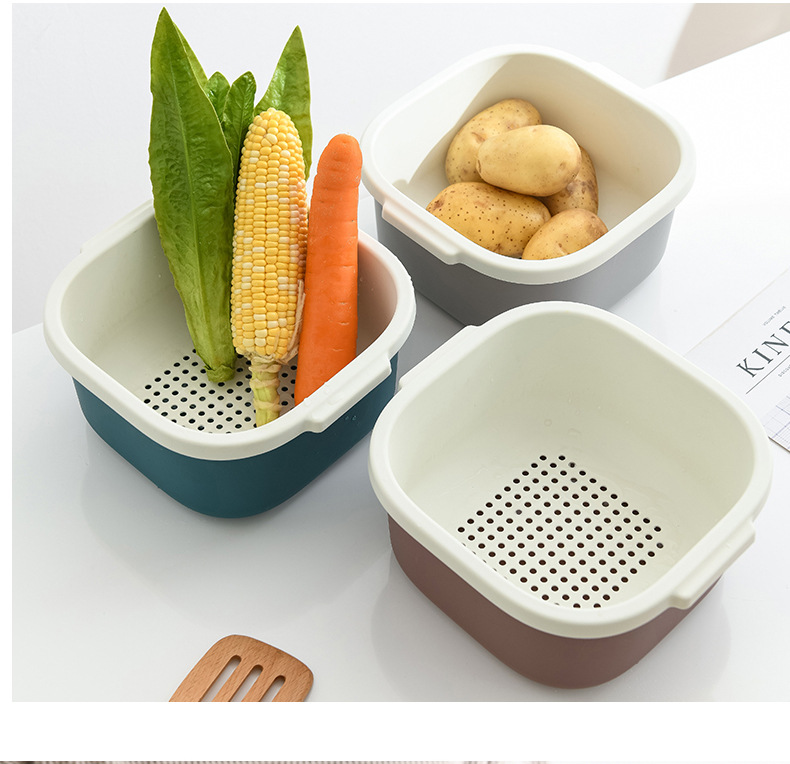 Double-Layer Hollow Fruit Basin Wash Fruit Drain Basket Household Fruit Baskets Creative Plastic Vegetable Basket Kitchen Washing Basin Double-Layer Hollow Fruit Basin Wash Fruit Drain Basket Household Fruit Baskets Creative Plastic Vegetable Basket Kitchen Washing Basin