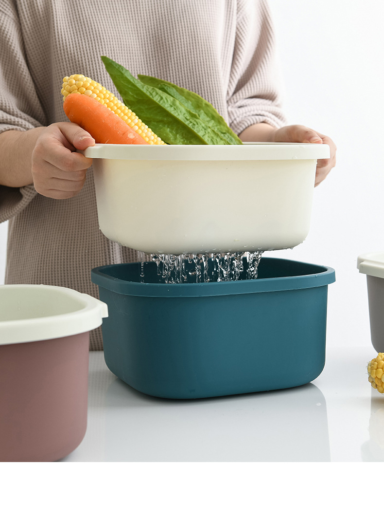 Double-Layer Hollow Fruit Basin Wash Fruit Drain Basket Household Fruit Baskets Creative Plastic Vegetable Basket Kitchen Washing Basin Double-Layer Hollow Fruit Basin Wash Fruit Drain Basket Household Fruit Baskets Creative Plastic Vegetable Basket Kitchen Washing Basin