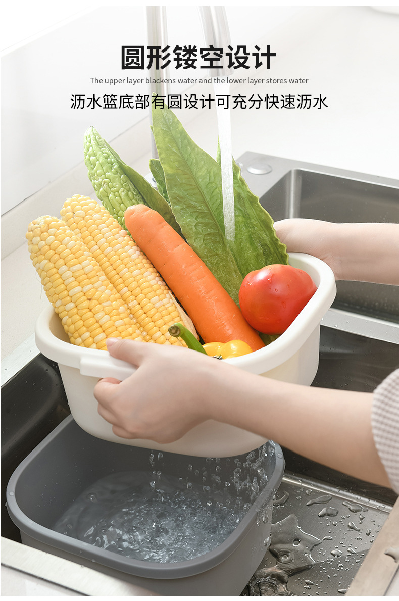 Double-Layer Hollow Fruit Basin Wash Fruit Drain Basket Household Fruit Baskets Creative Plastic Vegetable Basket Kitchen Washing Basin Double-Layer Hollow Fruit Basin Wash Fruit Drain Basket Household Fruit Baskets Creative Plastic Vegetable Basket Kitchen Washing Basin