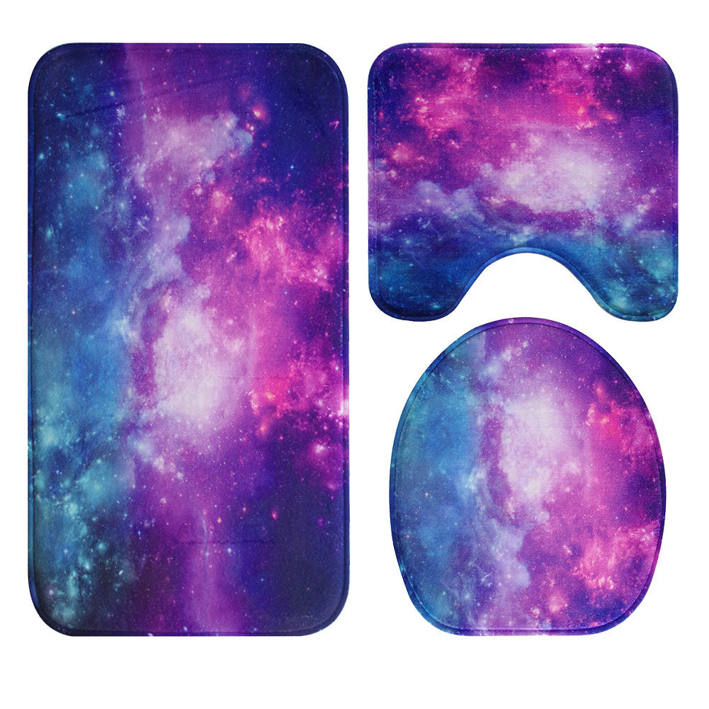 Inflatable Bag Galaxy Nebula Bathroom Three-Piece Carpet Toilet Toilet Toilet Cover O-Shaped Cushion U-Shaped Non-Slip Mat