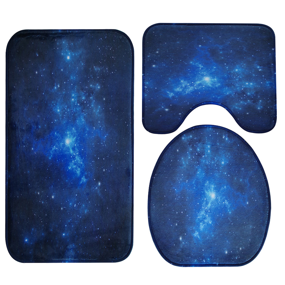 Inflatable Bag Galaxy Nebula Bathroom Three-Piece Carpet Toilet Toilet Toilet Cover O-Shaped Cushion U-Shaped Non-Slip Mat