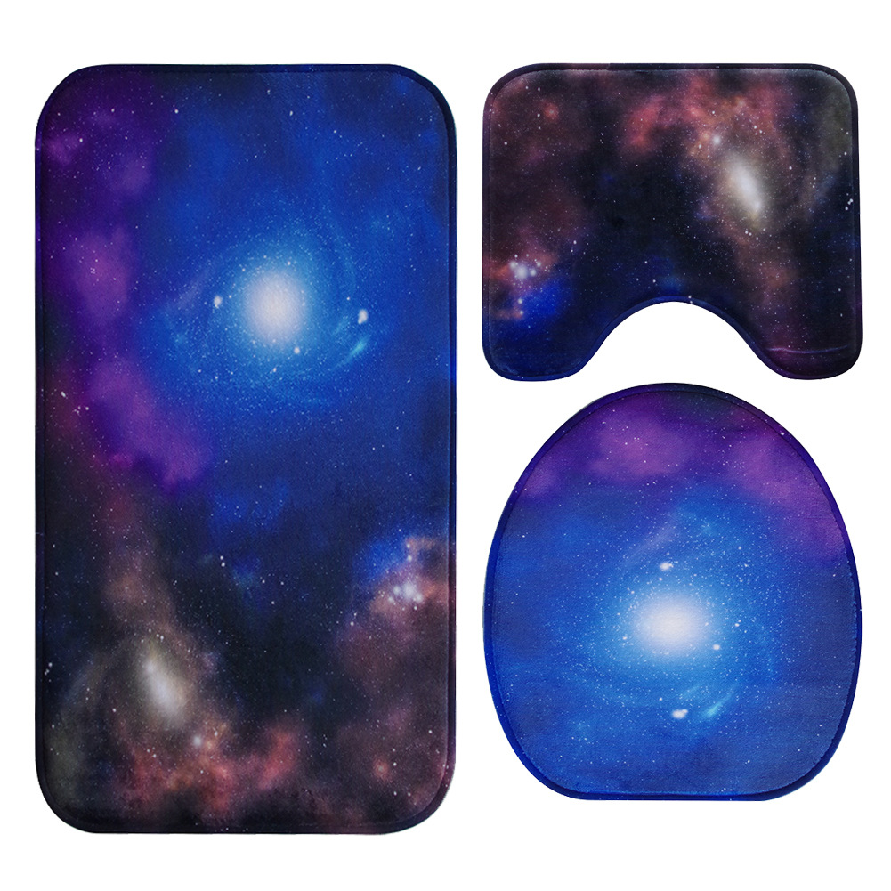 Inflatable Bag Galaxy Nebula Bathroom Three-Piece Carpet Toilet Toilet Toilet Cover O-Shaped Cushion U-Shaped Non-Slip Mat