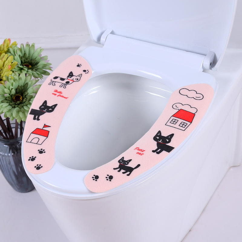 One Piece Dropshipping Cartoon Adhesive Happy Day Washable Toilet Seat Cushion Anti-Static Shopping Mall Night Market Wholesale