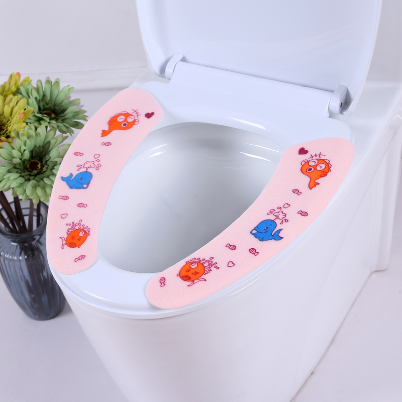 One Piece Dropshipping Cartoon Adhesive Happy Day Washable Toilet Seat Cushion Anti-Static Shopping Mall Night Market Wholesale