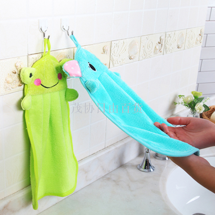 Can love cartoon super soft coral velvet towel kitchen hanging absorbent cloth dishcloth