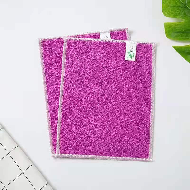 Bamboo Fiber Dishcloth Oil-Free Rag Absorbent Lint-Free Dish Towel Thickened Kitchen Special Scouring Pad Double Layer