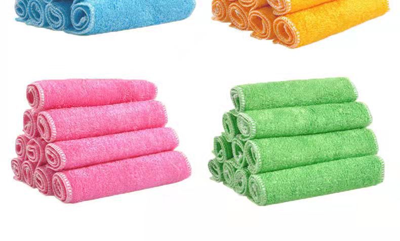 Bamboo Fiber Dishcloth Oil-Free Rag Absorbent Lint-Free Dish Towel Thickened Kitchen Special Scouring Pad Double Layer