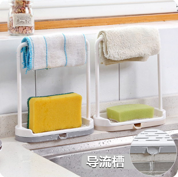 Kitchen Countertop Storage Rack Rag Dishcloth Draining Rack Non-Perforated Towel Cleaning Cloths Shelf Rag Rack