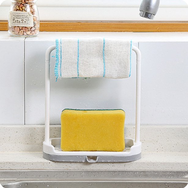 Kitchen Countertop Storage Rack Rag Dishcloth Draining Rack Non-Perforated Towel Cleaning Cloths Shelf Rag Rack