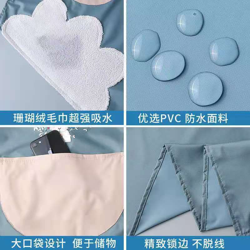 Apron Waterproof Dirty Coral Fleece Hand Towel Apron Garland Rabbit Kitchen Apron Halter Apron Apron