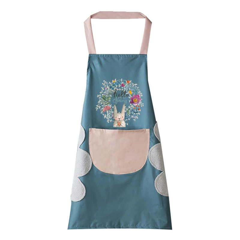 Apron Waterproof Dirty Coral Fleece Hand Towel Apron Garland Rabbit Kitchen Apron Halter Apron Apron