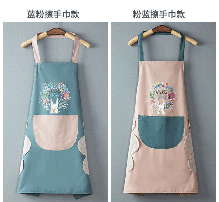 Apron Waterproof Dirty Coral Fleece Hand Towel Apron Garland Rabbit Kitchen Apron Halter Apron Apron