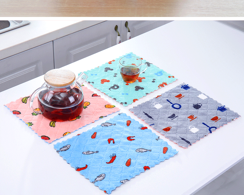 Coral Fleece Printed Rag Kitchen Dishcloth Housekeeping Cleaning Towel Absorbent Multifunctional Household Seamless Absorbent Towel Coral Fleece Printed Rag Kitchen Dishcloth Housekeeping Cleaning Towel Absorbent Multifunctional Household Seamless Absorbent Towel
