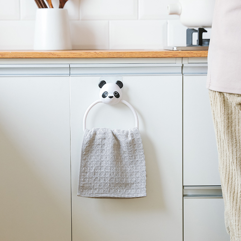 Punch-Free Kitchen Cute Cartoon Towel Rod Bathroom Towel Bar Traceless Glue Towel Rack