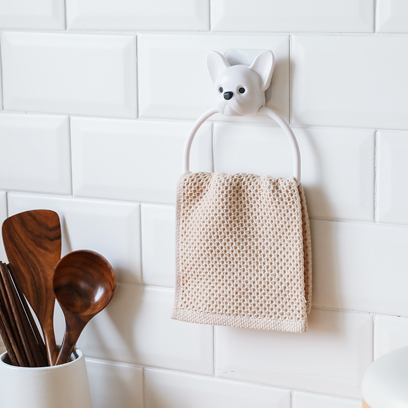 Punch-Free Kitchen Cute Cartoon Towel Rod Bathroom Towel Bar Traceless Glue Towel Rack