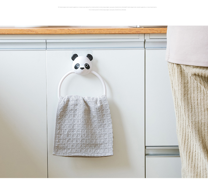 Punch-Free Kitchen Cute Cartoon Towel Rod Bathroom Towel Bar Traceless Glue Towel Rack