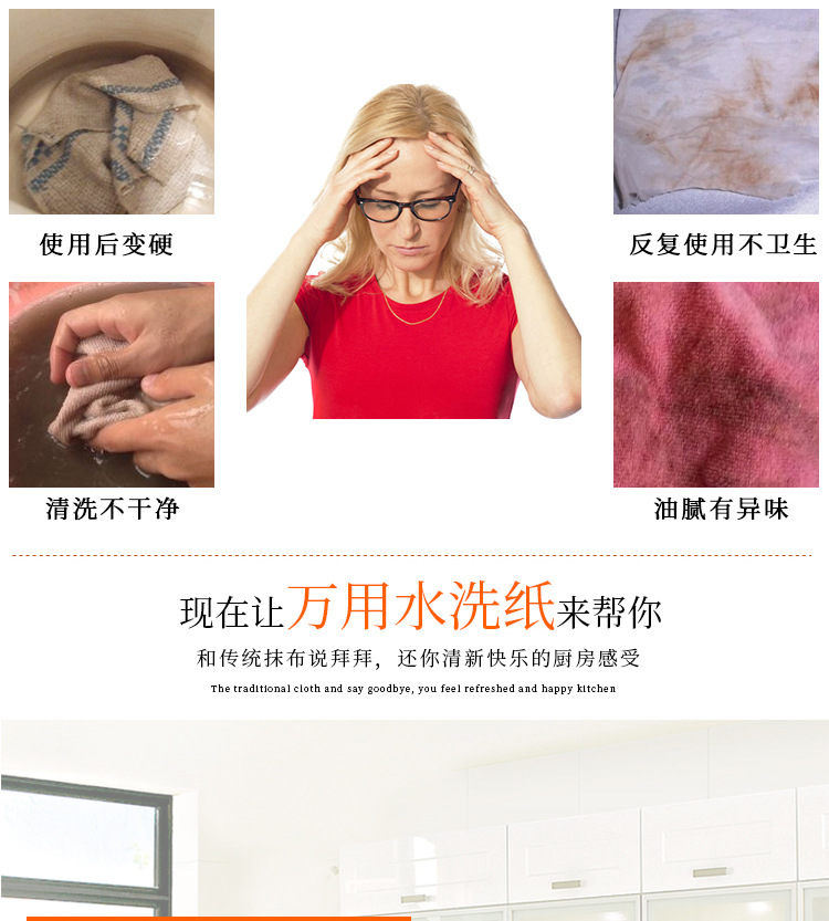 Printed Kitchen Dishwashing Paper Oil-Absorbing Paper Dish Paper Towel Washable Roll Paper Kitchen Special Paper Cloth